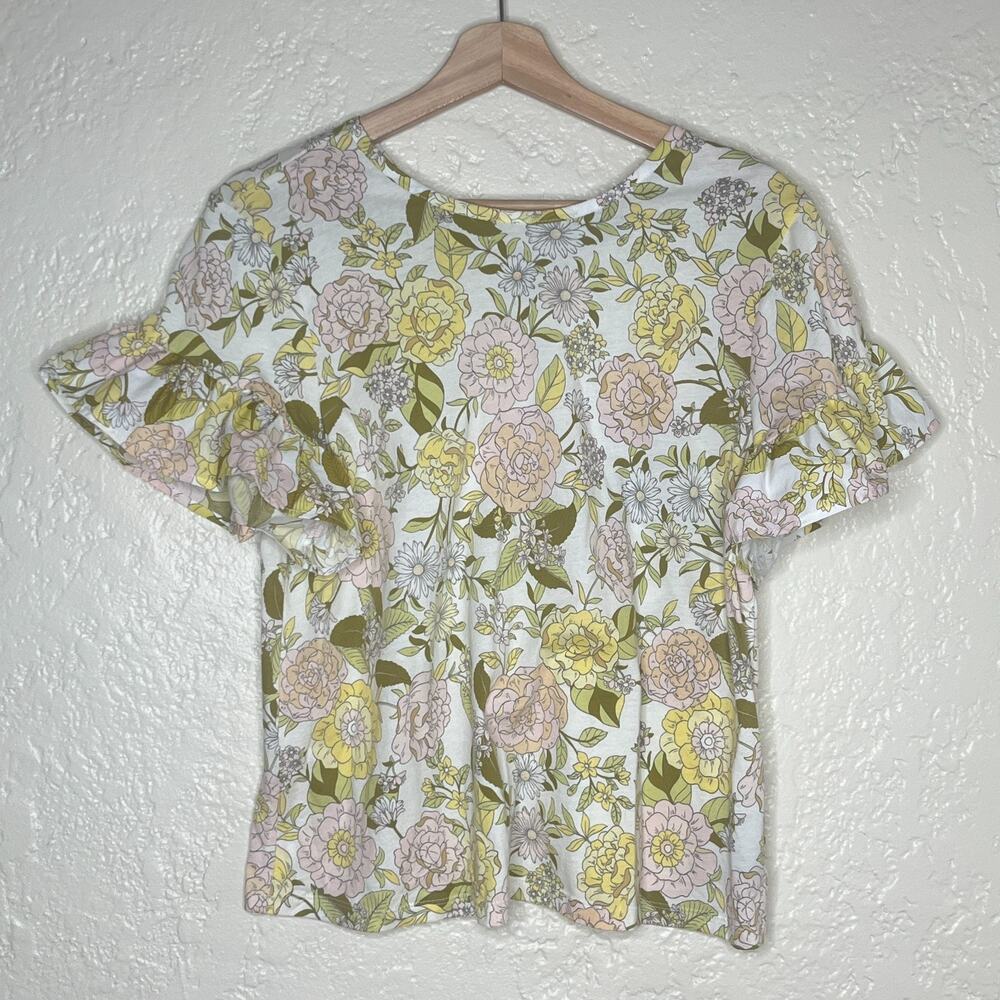 Who What Wear Floral Blouse Romantic Trendy Women Yellow Small NWT